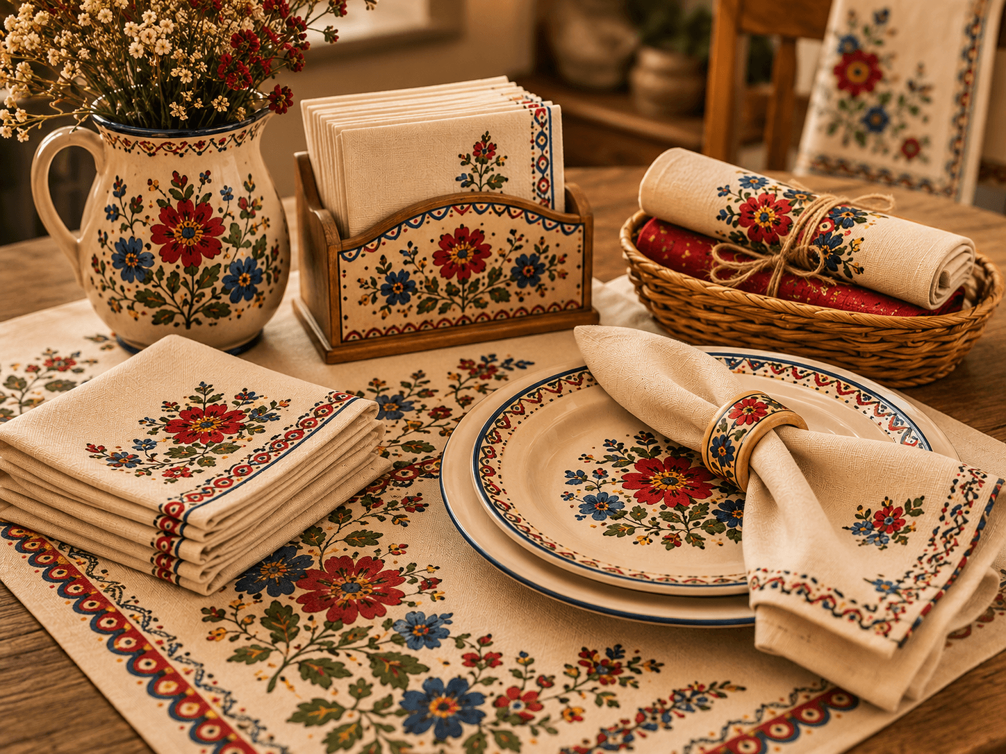 Nappes Serviettes de table Set de Table Folk Polonais