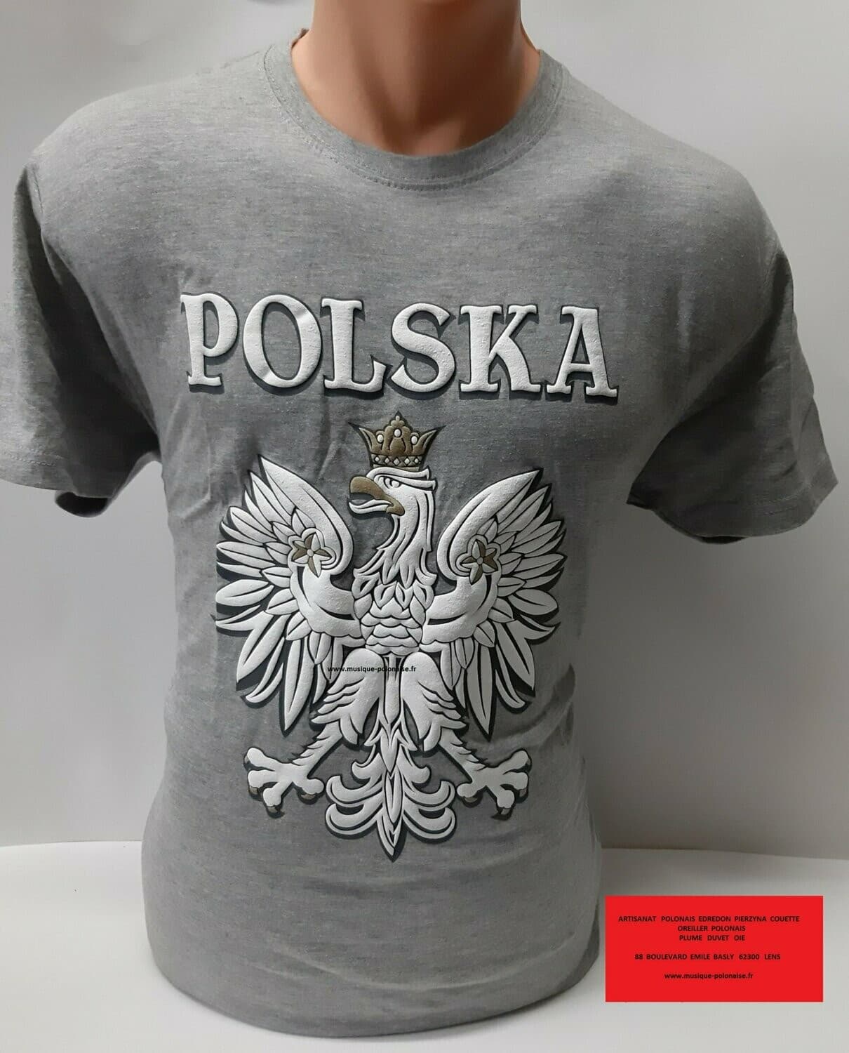 T SHIRT POLSKA ADULTE GRIS