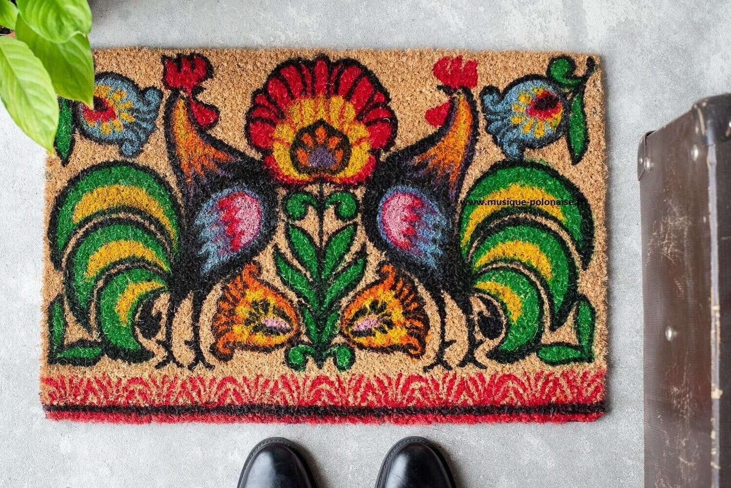 Paillasson folk Polonais coq Lowicz 40x60