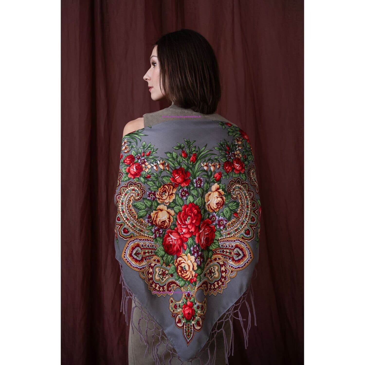 FOULARD Polonais Franges Laine